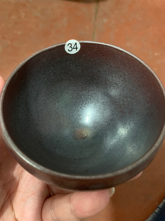 建盏-精品铁锈银霜龙窑柴烧敛口盏