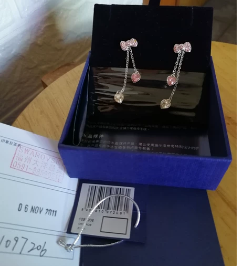 施华洛世奇米奇蝴蝶结两用长款耳环，蝴蝶结可...