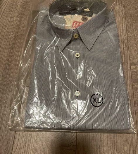 男士长袖条纹衬衫 绣花设计 全新 185 ...