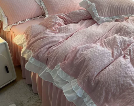 ins少女心四件套花边被套床裙公主风床上用...