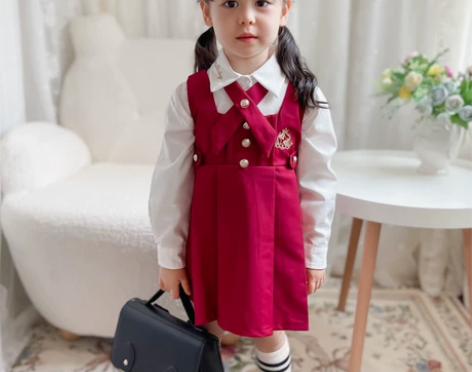 女童jk制服裙小秋季新品学院风马甲韩版长袖...