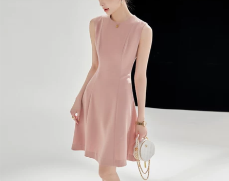 极简气质2022夏季通勤进口三醋酸连衣裙女...
