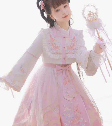 原创设计银杏锦鲤中国风汉元素长袖裙两件套日...