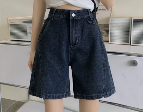 牛仔短裤女夏季薄款小个子设计感高腰显瘦宽松...