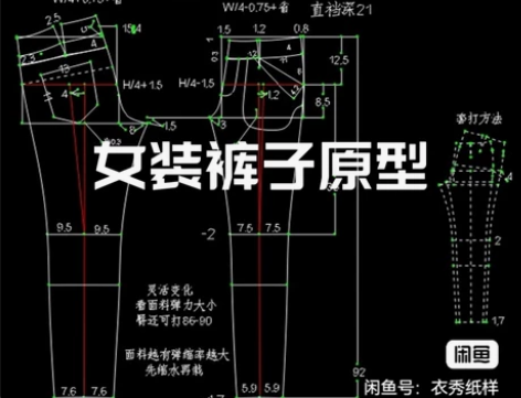 【女装裤子原型ET制版纸样】西裤内裤直筒裤...