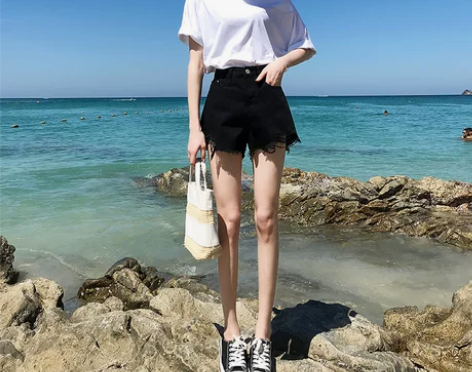 2019夏季新款牛仔短裤女宽松阔腿高腰a字...
