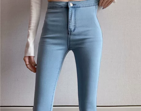 高腰弹力包臀显瘦牛仔小脚裤女装早秋季百搭学...