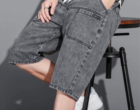 六口袋牛仔短裤男2022夏季薄款宽松大码加...