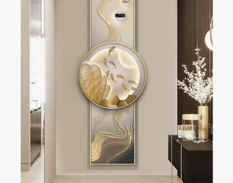 装饰画 装饰画挂画led灯九鱼图轻奢高档高...