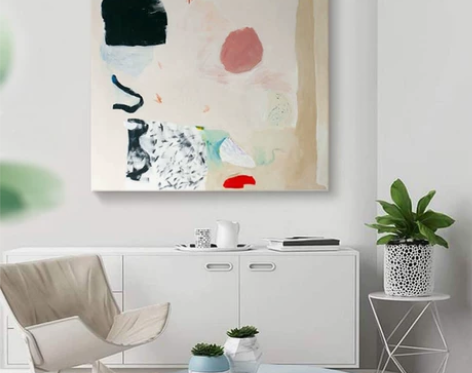 抽象侘寂风客厅无框画卧室餐厅当代艺术方形定...