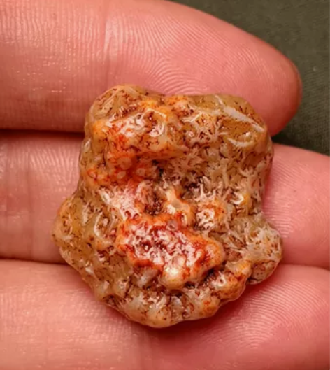 地表老货，筋脉飘小红花，已玉化，润，尺寸详...