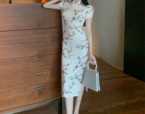 改良旗袍长款纯欲风2022年新款气质少女性...