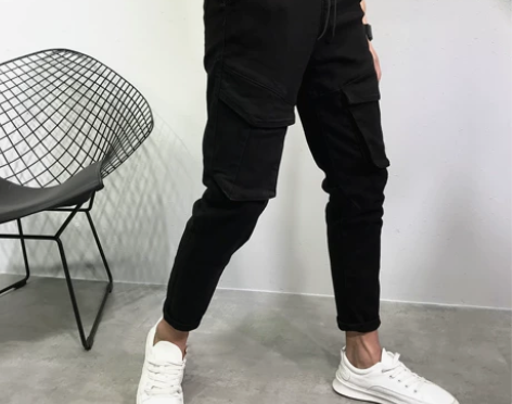 深黑色牛仔裤小脚长裤男士秋季新款韩版潮流系...