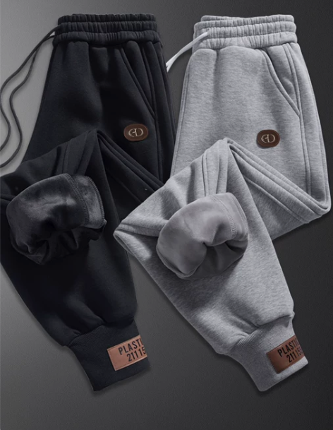 裤加绒 加厚裤子重磅束脚运动男士秋冬季抗寒...