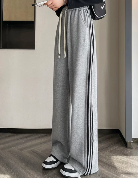 阔腿裤 阔腿裤长裤抽绳女春秋冬宽松高腰垂感...