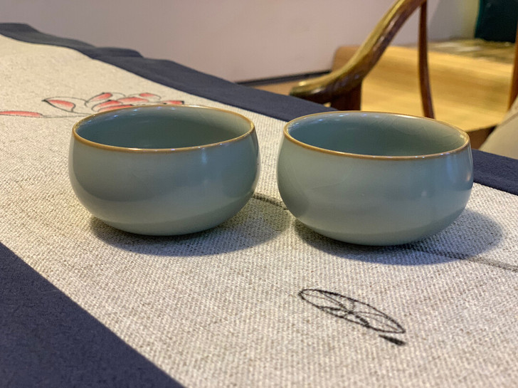 分寸汝窑禅定杯 主人杯开片