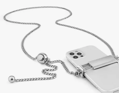 BMBM斜挎手机链 赛博陨石 金属银色链条...