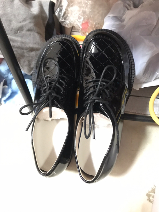 女鞋 皮鞋 厚跟 漆皮 全新没穿过