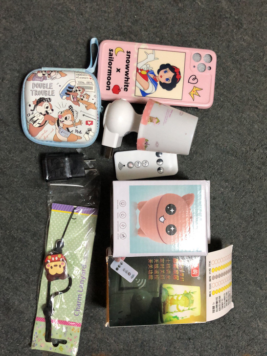 手机壳 手机挂绳 带遥控的小夜灯 小数据线...