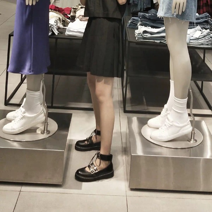 日系新款软妹两穿小皮鞋厚底圆头女鞋洛丽塔少...