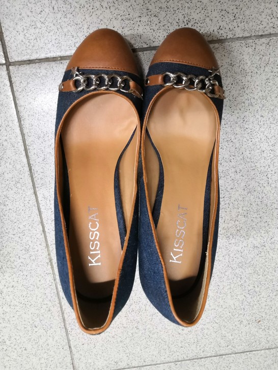 kisscat39码全新牛仔高跟鞋防水台包邮