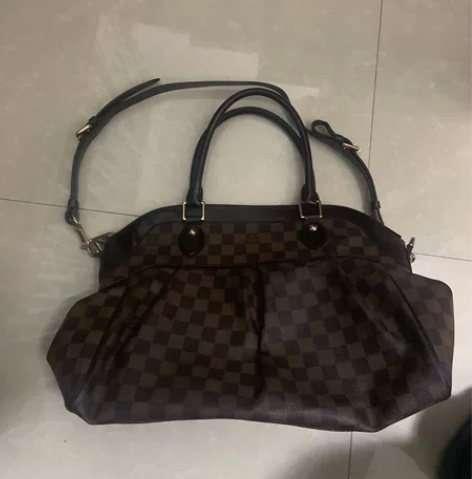 路易威登棋盘格系列女士手提包单肩包大号老花...