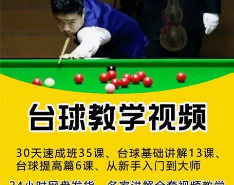 台球教学视频教程新手入门动作分解瞄准出杆手...