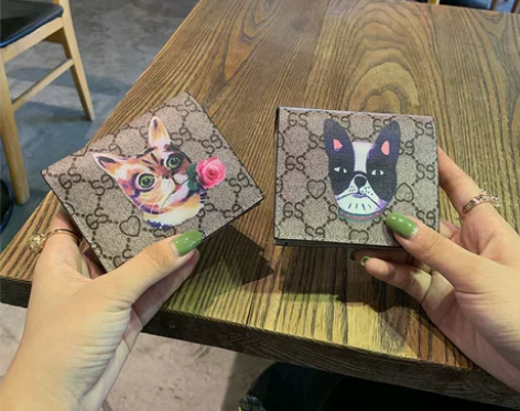 卡包钱包新款真皮夹包图案搭扣女迷你钱包短款...