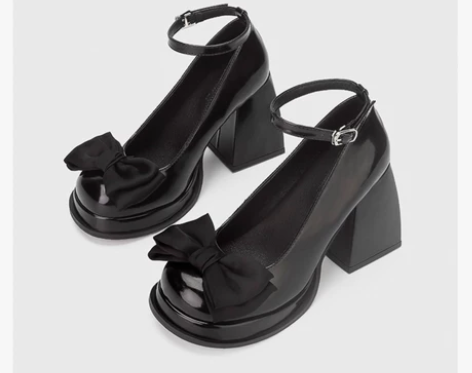 复古厚底玛丽珍鞋女圆头2022夏季新款蝴蝶...