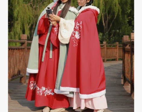 汉服斗篷 婉如 五五年原创设计女刺绣中长款...