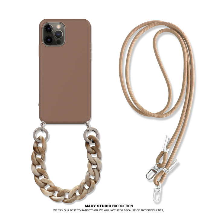 斜挎链条苹果12手机壳iphone 11可...