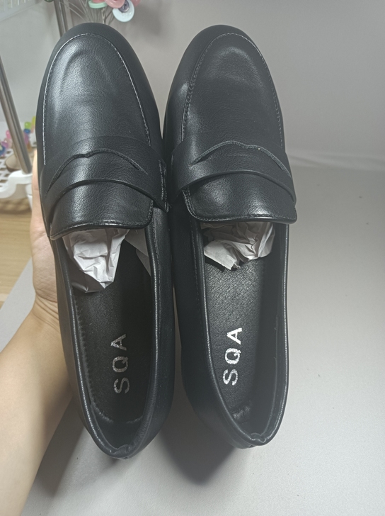 全新39码英伦风女鞋秋季新款一脚蹬乐福鞋平...