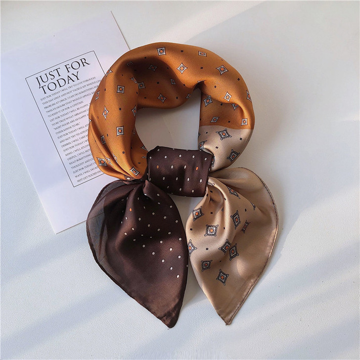 复古千鸟格小方巾女薄丝巾春秋冬季新款围脖韩...