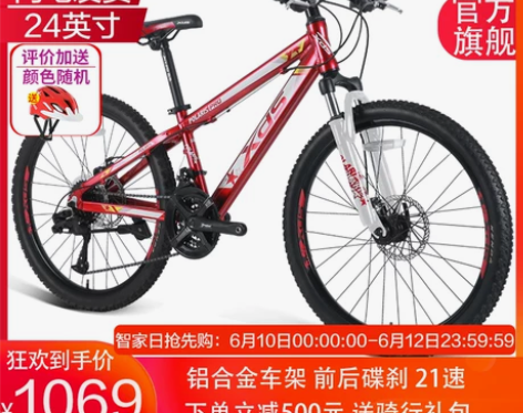 【55价】喜德盛北极星青少年山地自行车24...