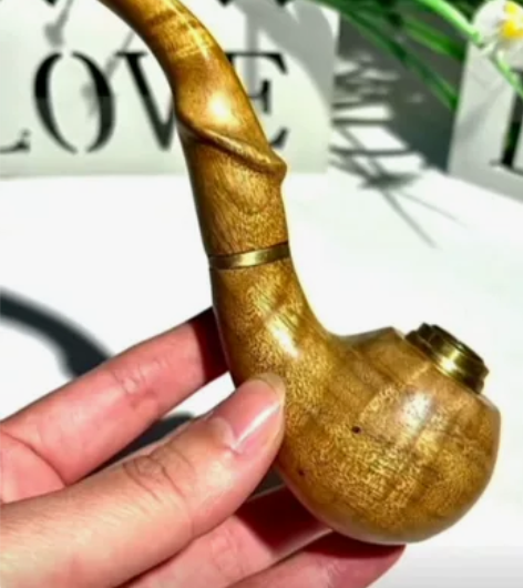 金丝楠木小叶桢楠水波纹创意烟斗实木双用无漆...