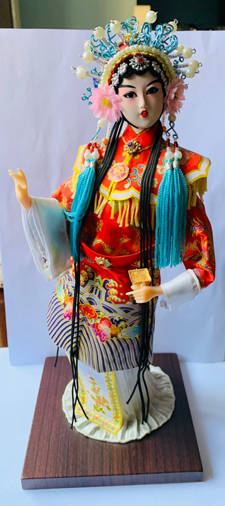 绢人京味中国风工艺品摆件，戏曲人偶穆桂英醉...