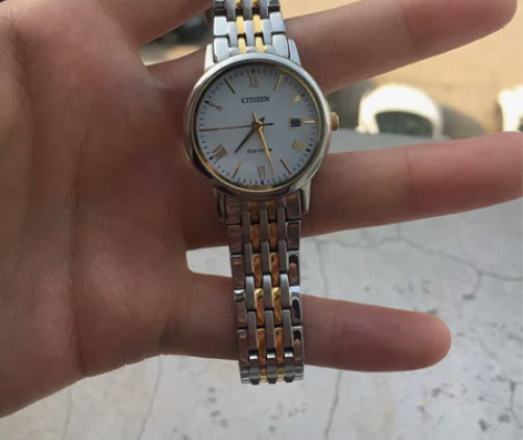 西铁城日本官方正品休闲间金复古钢带防水光动...