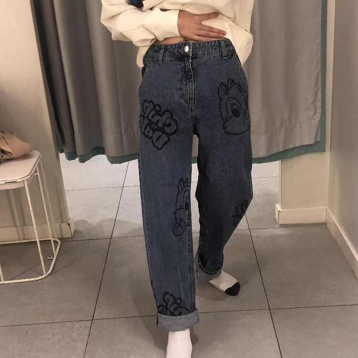 奇奇蒂蒂直筒牛仔裤，八成新