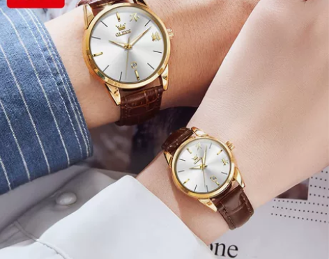 欧利时瑞士认证名牌正品情侣手表一对真皮带时...