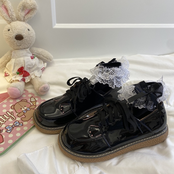 小皮鞋女圆头可爱学生软妹加绒制服jk大头娃...