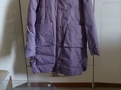 紫色，90白鸭绒羽绒服 M码，中长款，  ...
