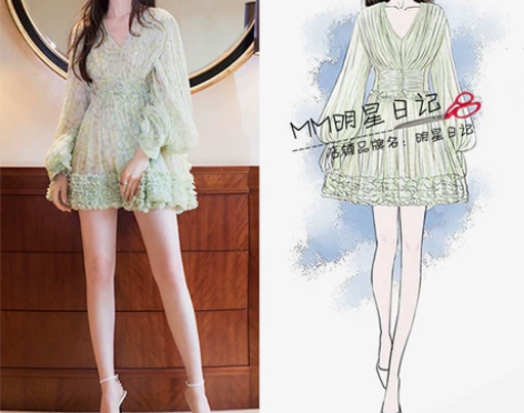 张嘉倪宋祖儿同款连衣裙仙女超仙甜美雪纺裙子...