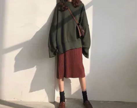 针织焦糖色半裙文艺心机御姐风 买了没穿过的...