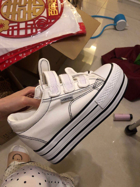 增高帆布鞋 婚礼迎宾穿了半小时  适合35...
