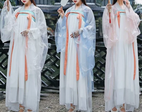 翎羽改良汉服女日常中国风广袖刺绣羽毛大袖衫...