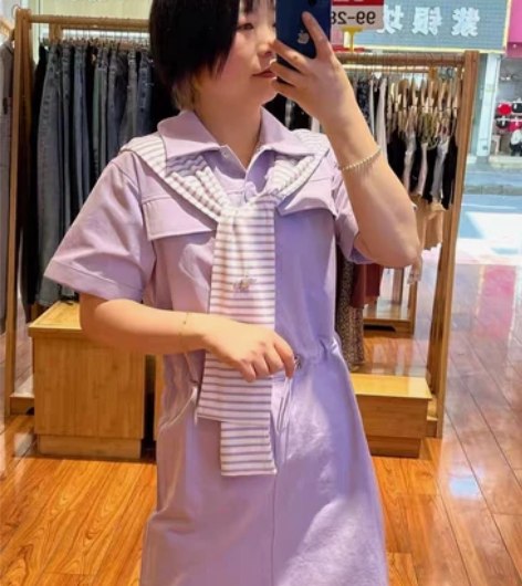 第七感夏季新款工装风连衣裙设计感小众短款裙...