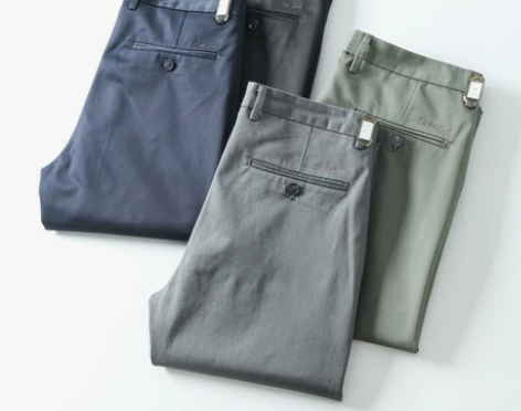 四面弹微磨毛通勤百搭纯色商务休闲裤男修身直...