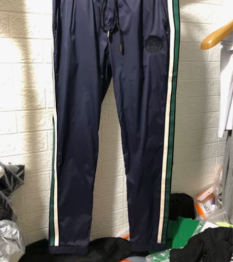 精品男士薄款空调裤蓝色带边条9分休闲裤特价...