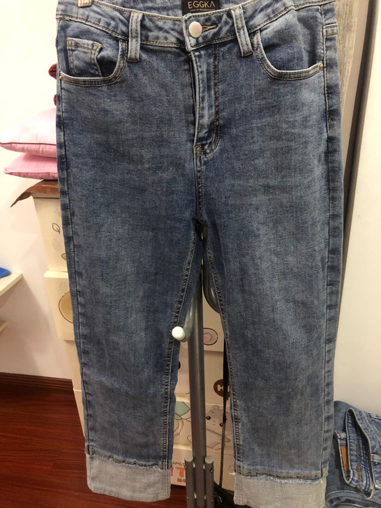 拼接高腰直筒牛仔裤，l码，闲置出。闲置衣服...