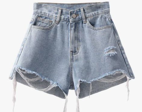 高腰显瘦牛仔短裤女2021年夏季新款韩版破...